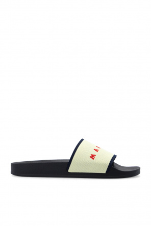 【関税＆送料込み】Marni Smooth Calfskin Slides Marni Embroidered slip-on Slides | Blue | FARFETCH